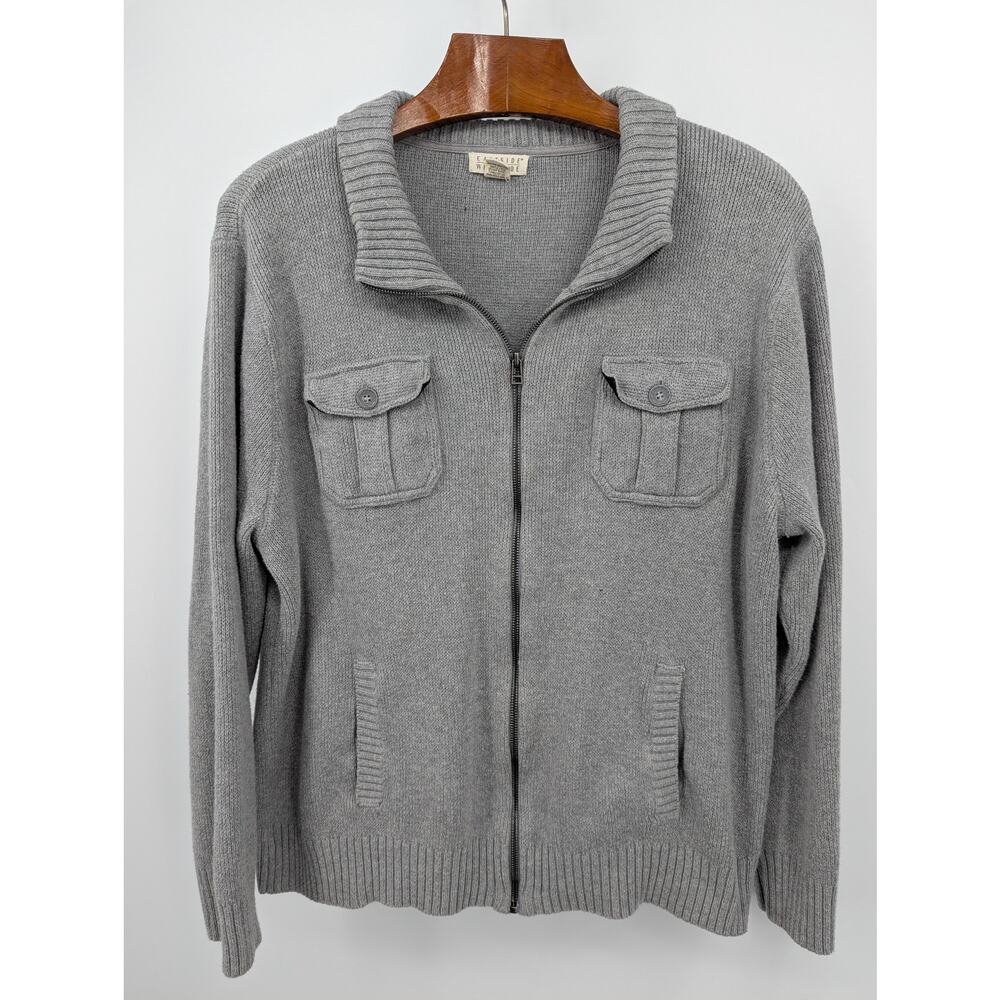 Gray Knit Full Zip Men's Sweater Size 2XL by EastSide WestSide